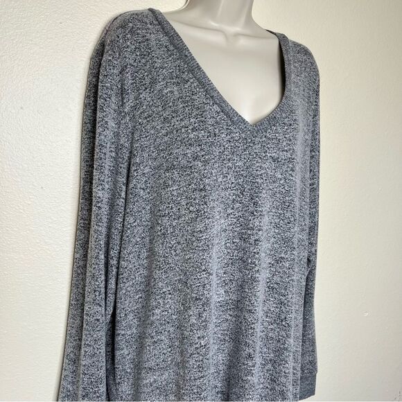 Lucky Brand V Neck Long Sleeve Pullover Heather Gray Sweater Women Size XXL - Picture 3 of 14